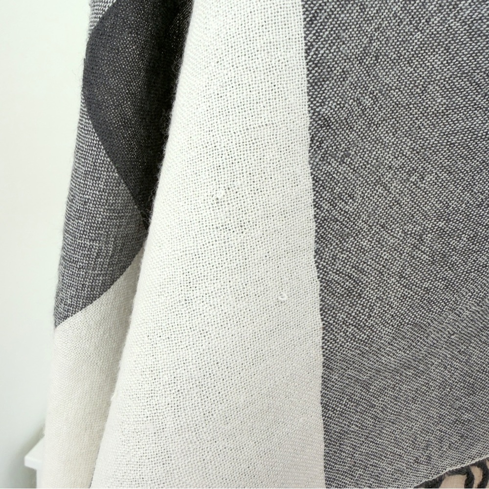 Burberry Checkered Wool Scarf in Cream, Gray, and Red - Picture 10 of 11